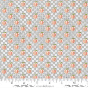 Peachy Keen Peaches Grey 29171-12 by Corey Yoder Sold in 1/2 yard increments cut continuously 