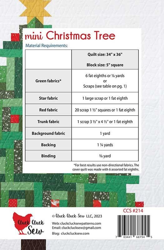 Mini Christmas Tree Quilt Pattern by Cluck Cluck Sew CCS214 34 x 36