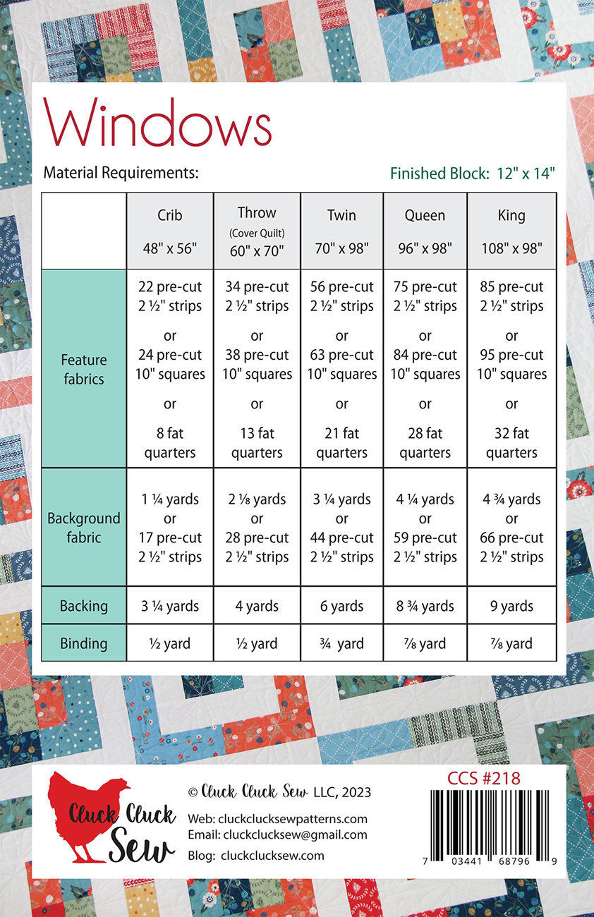Windows Quilt Pattern CCS218 by Allison Harris for Cluck Cluck Sew