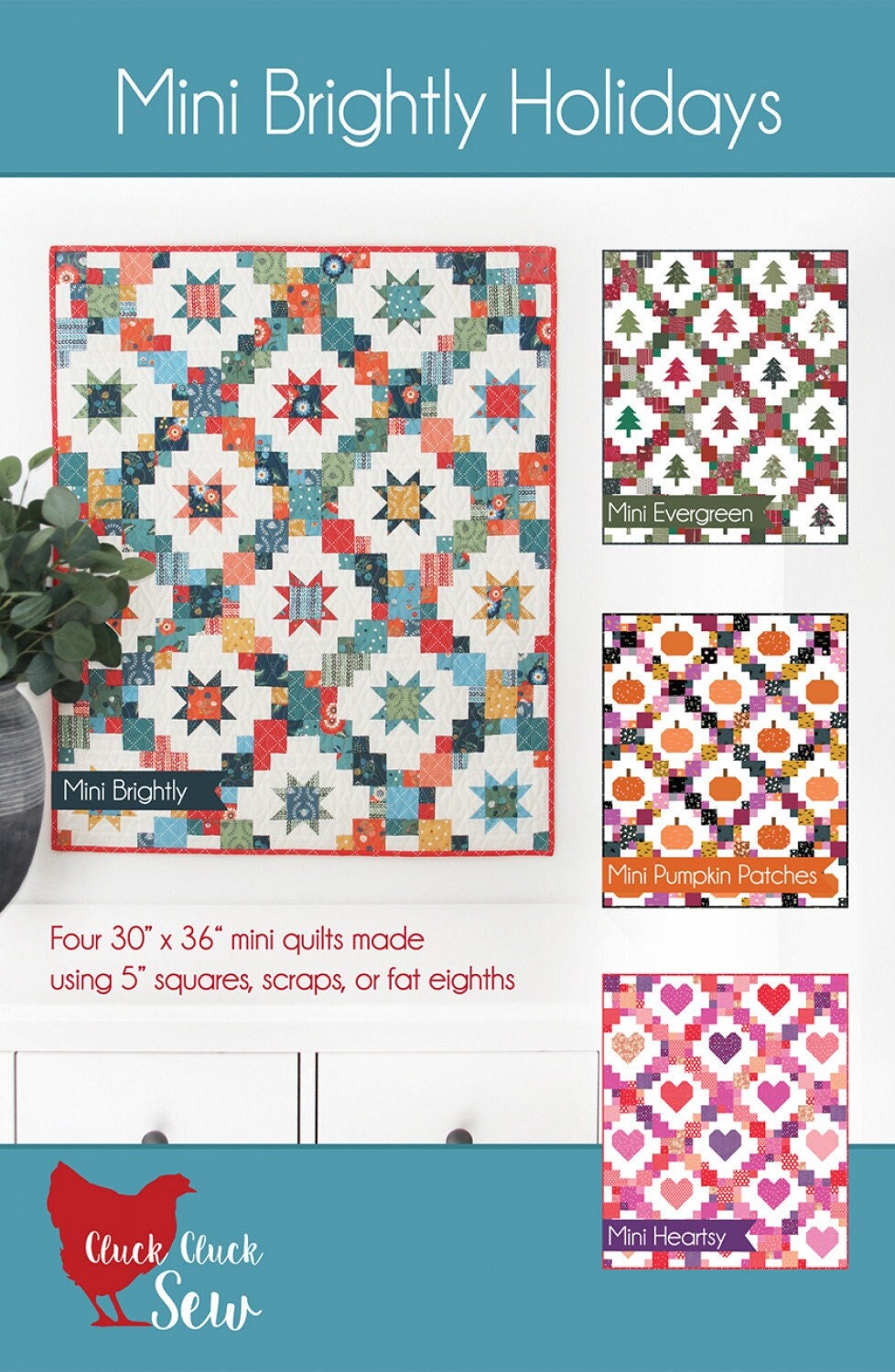 Mini Brightly Holidays Quilt Pattern CCS219 by Allison Harris for Cluck Cluck Sew