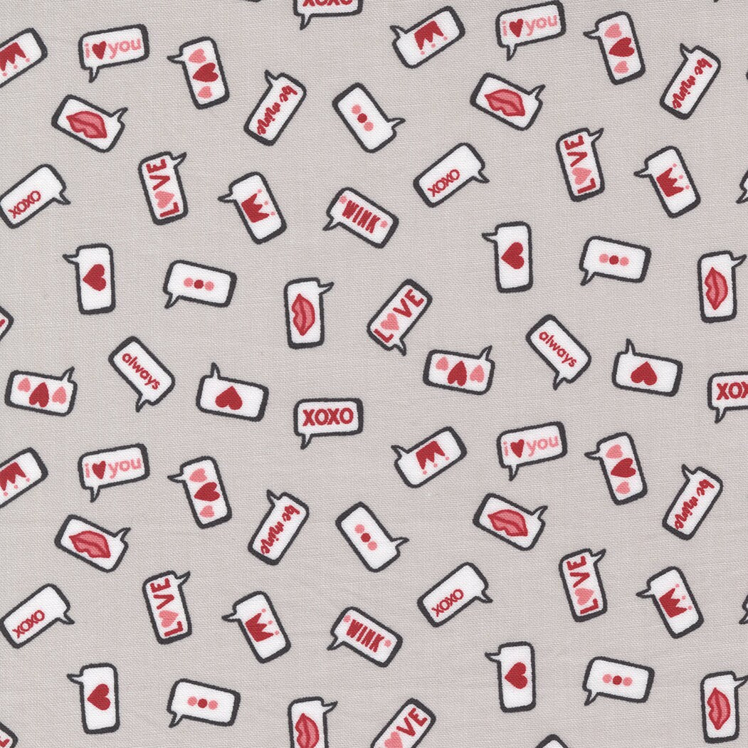XOXO Modern Love Platinum Yardage 24141-13 by April Rosenthal Sold in 1/2 yard Increments