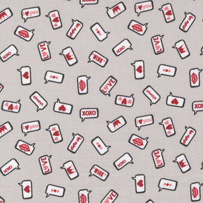 XOXO Modern Love Platinum Yardage 24141-13 by April Rosenthal Sold in 1/2 yard Increments