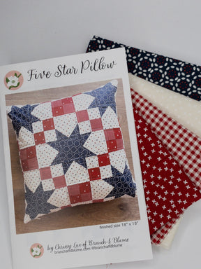 Five Star Pillow Kit, includes Pattern and fabric for the pillow front and backing 18" x 18" BNB2315 by Chrissy Lux of Branch and Blume