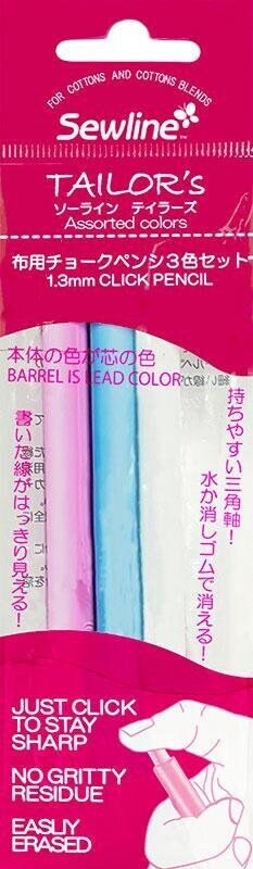 Fabric Pencil 1.3mm Assortment 3ct FAB50075 Sewline