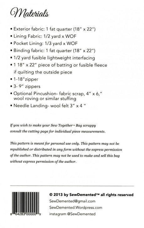 Sew Together Bag Pattern by Sew Demented SDE09