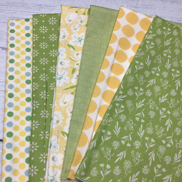 Custom Yellow and Green Fat Quarter Bundle 6 FQ