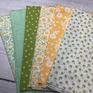 Custom Soft Green and Yellow Fat Quarter Bundle 6 FQ