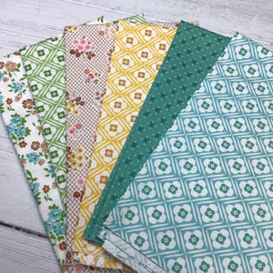 Custom Blue Green and Yellow Fat Quarter Bundle 6 FQ