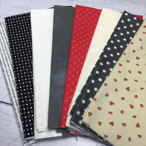 Custom Red White and Grey Fat Quarter Bundle 8 FQ